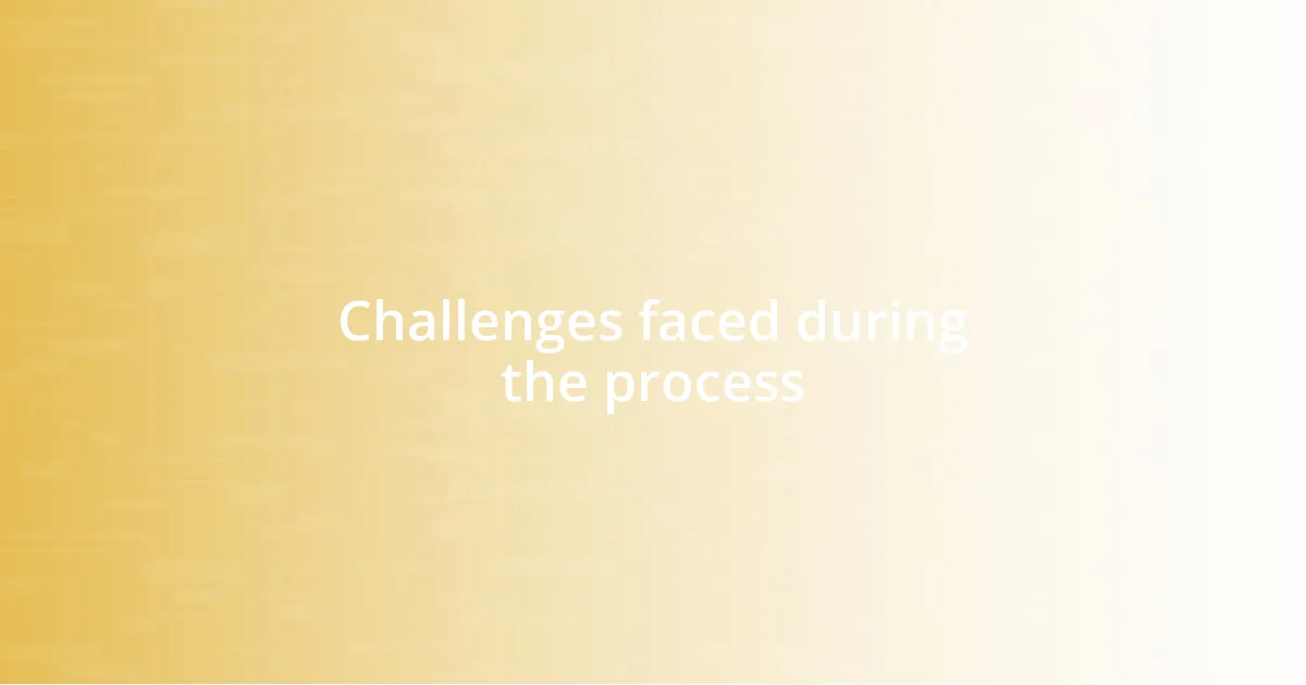 Challenges faced during the process