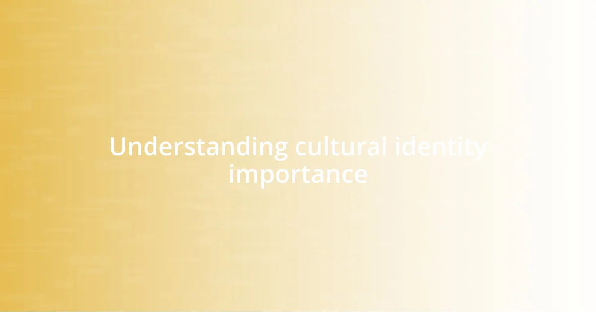 Understanding cultural identity importance