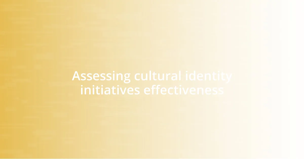 Assessing cultural identity initiatives effectiveness