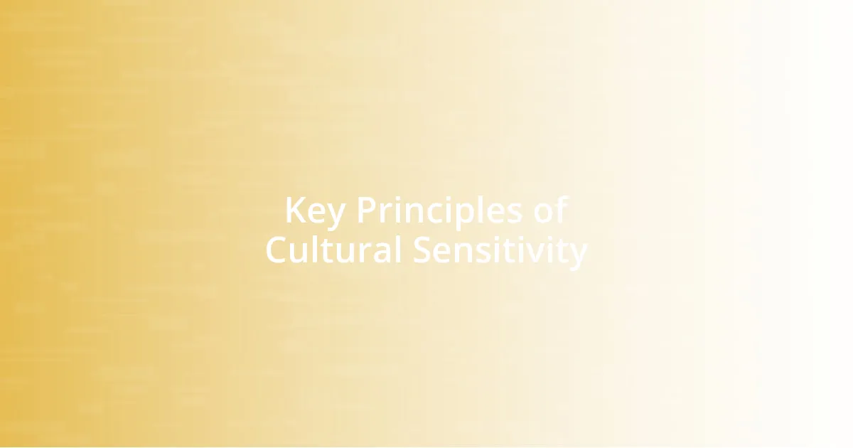 Key Principles of Cultural Sensitivity